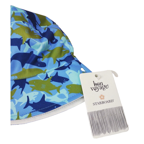 Bon Voyage Kids Size Sharks Reversible Bucket Hat Carnival Cruise Polyester OSFA - Picture 5 of 11